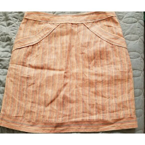 Vivienne Tam Mini Skirt StripedLinen Front Pockets Side Zip Fully Lined Womens4 - Picture 3 of 6